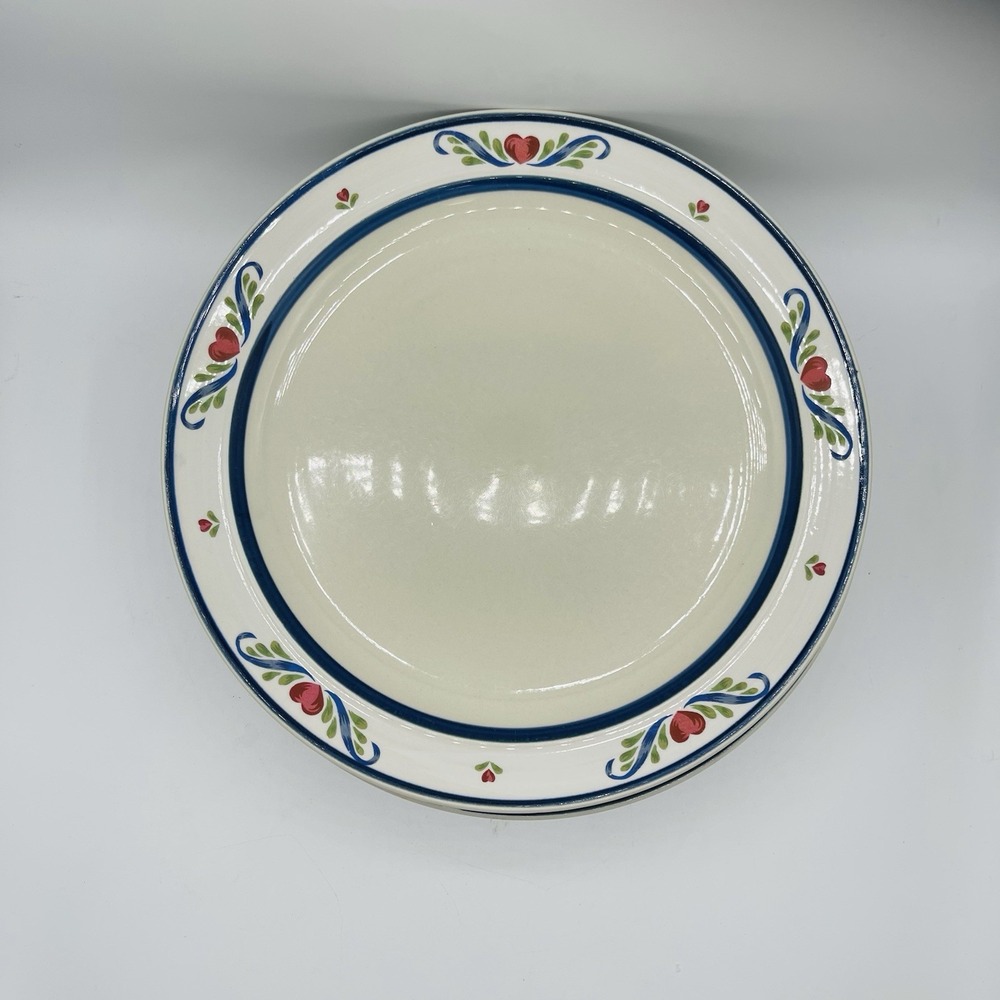 Tienshan Stoneware 'Folk Dance' Hearts & Scrolls 10 5/8" Dinner Plates-Set of 3